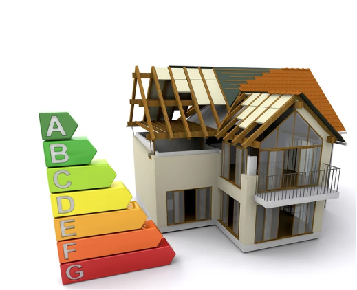 Haus mit Energieeffizienzskala
